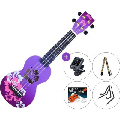 Mahalo Hibiscus SET Hibiscus Purple Burst Сопрано укулеле (MD1HB-PPB-SET)
