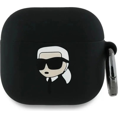 KARL LAGERFELD KLA4RUNIKK AirPods 4 покритие черен/черен силикон Karl Head 3D (3666339398040)