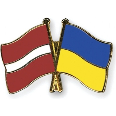 Odznak (pins) 22mm vlajka Lotyšsko + Ukrajina - farebný