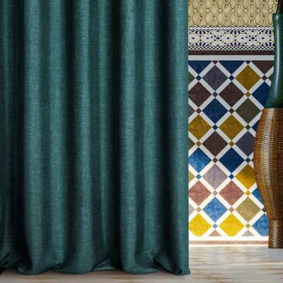 Eurofirany Zatemňovací závěs 140 x 250 cm tmavě tyrkysový na kovových kroužcích MOROCCO TERRA COLLECTION