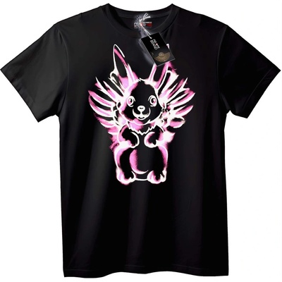 NOONEBRAND Тениска крилат заек - XL, Black