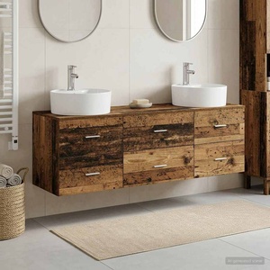 vidaXL Комплект шкафове за баня 3 бр. Старо дърво 161, 5 x 44, 5 x 82 см (3405873)