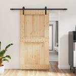 vidaXL Преплъзваща се врата Естествено и черно 100 x 210 cm (3444922)
