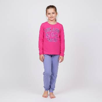 Пижама за деца в розово и синьо с надпис и картинка