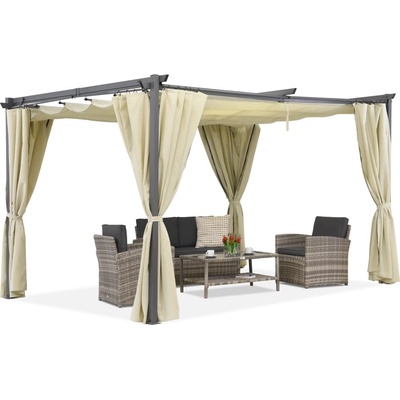 Garden Point so závesmi La Palma 3 x 3 Antracitová pergola na terasu