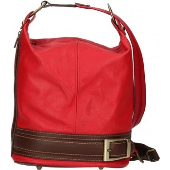 Made in Italy dámska kožená kabelka /batoh 1201 červená