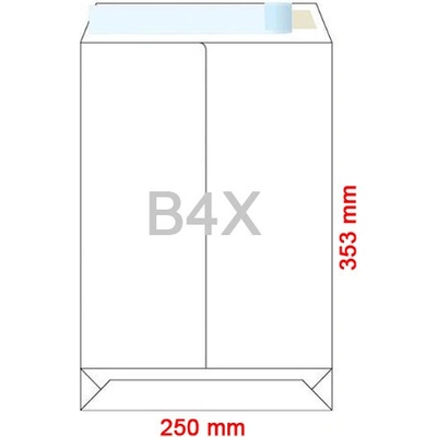 KRPA Obálky B4 X 250x353 mm dno tašky biele, samolepiace, krycia páska, 250 ks
