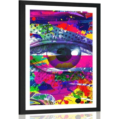 Plakát s paspartou lidské oko v pop-art stylu - 40x60 black