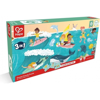 Hape Пъзел, Hape, Приятели на океана 3 в 1, 48/48/48 части (H1645)