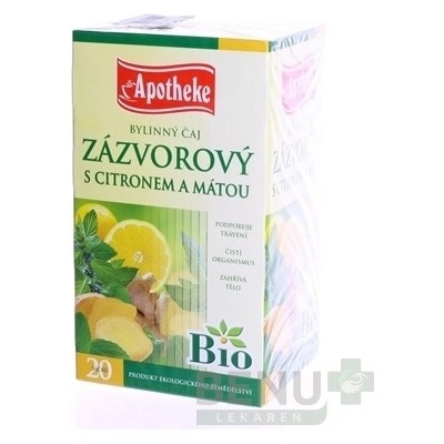 Apotheke Bio Zázvor s citronem a mátou bylinný čaj napomáhá k trávení obranyschopnosti 20 x 1,5 g