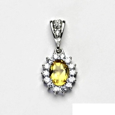 Čištín Stříbrný přívěsek Kate, čiré zirkony, přírodní citrín pálený, přívěšek, P 1507