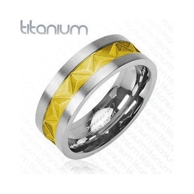 Šperky eshop Titanový snubní prsten stříbrně zlatý vzor J2.9