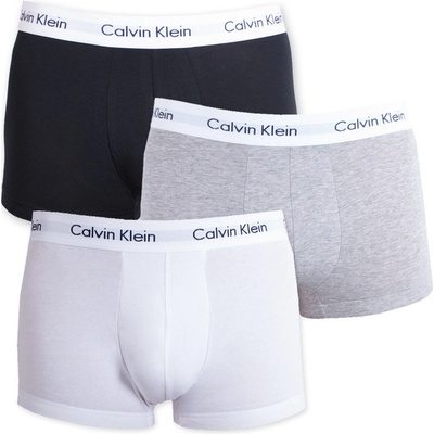 Calvin Klein boxerky Cotton Stretch Low Rise Trunk Grey Black White 3Pack – Zboží Mobilmania