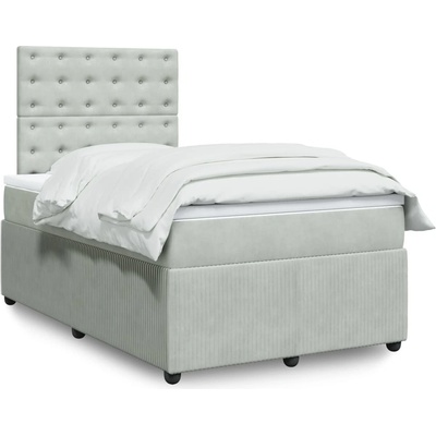 vidaXL Box spring postel s matrací světle šedá samet