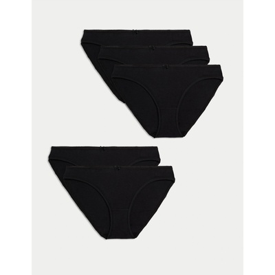 Marks & Spencer Черни памучни бикини с Lycra® на Marks & Spencer, 5 пакета Marks & Spencer | Cheren | ЖЕНИ | 46