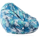 PUFRELAX Пуф, круша, 520л. , Nirvana Gigant - Tropical Leaves, Водоустойчив, Перящ се калъф, Пълнеж от Полистиролни перли, принт, 8305 (PUF-G-NGG-TEXP-TRO) - topmall