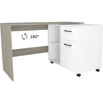 ВЪРТЯЩО БЮРО 120-173/55(108)/75 СМ ДЪБ УРБАН/БЯЛО ДИАМАНТ