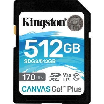 Image 1 of Kingston SDXC Canvas Go Plus 512GB C10 SDG3/512GB