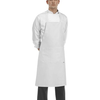 Egochef zástěra ke krku s kapsou zavazování do kříže Bíla E-6116001A