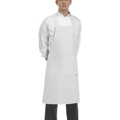 Egochef zástěra ke krku s kapsou zavazování do kříže Bíla E-6116001A