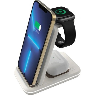 CANYON WS-304, Foldable 3in1 Wireless charger, with touch button for Running water light, Input 9V/2A, 12V/1.5AOutput 15W/10W (CNS-WCS304CL)