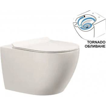 Inter Ceramic Конзолна тоалетна чиния ICC 5238, Inter Ceramic, седалка и капак, порцелан, бял, 53.5x36.5x44см (5238)