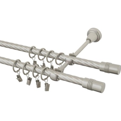 GARNÝŽE-HEBR Garnýž kroucená Cylinder double chrom mat dvojitá 140 cm
