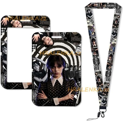 Šňůrka na krk 24562 s cedulkou na ID karty Wednesday Addams