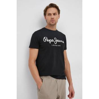 Pepe Jeans Тениска Pepe Jeans Original мъжка в черно с принт (PM508210.999)