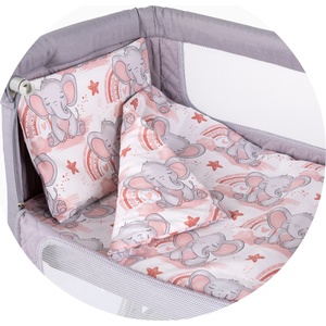 Chipolino Спален комплект за мини кошара Chipolino - Розово слонче (KOSCLOSET02401)