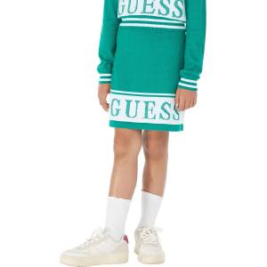 GUESS Двуцветна пола от фино плетиво със средна дължина Guess в зелено и бяло