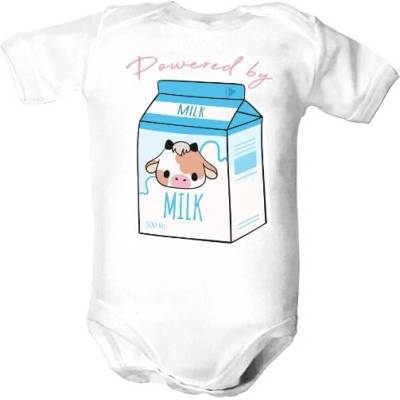 T shock Dětské body s potlačou Baby powered by milk dětské Bílá