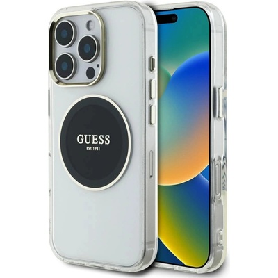 GUESS Калъф Guess IML Metal Coloured Circle Classic Logo MagSafe за iPhone 16 Pro Max - черен