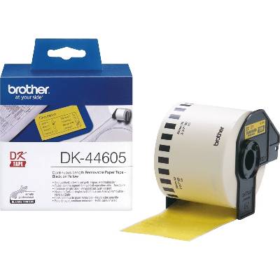 Brother Консуматив Brother DK-44605 Yellow Continuous Length Removable Paper Tape, 62mmx30.48m, Black on Yellow (DK44605)