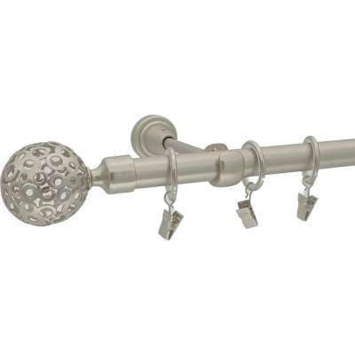 Kovovégarnýže Garnýž Huglo elegance 19 mm matný nikl Jednořadá, 180 cm, Bez kroužků (na tunýlek)