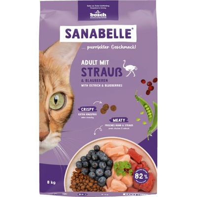 Sanabelle Adult pštrosie a čučoriedky 8 kg