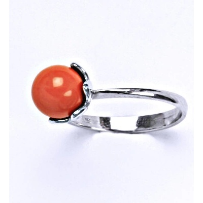 Čištín Zlatý prsten Swarovski coral perla bílé i žluté zlato T 1351