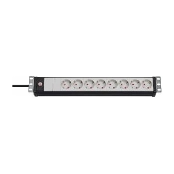 brennenstuhl Premium Line 8-thrush power strip, 19 format (black/light gray, 1.5 HE, 3 meters)