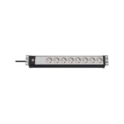 brennenstuhl Premium Line 8-thrush power strip, 19 format (black/light gray, 1.5 HE, 3 meters)
