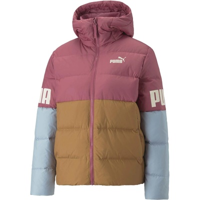 Puma power hooded down hnedá ružová biela svetlomodrá