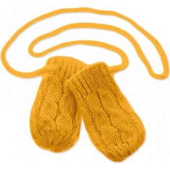 BABY NELLYS Zimné pletené rukavičky so vzorom horčicové