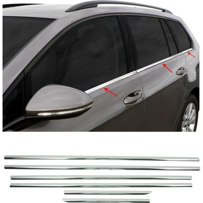 Omtec Nerez obloženie okien VW Golf VII kombi 2012-2019 6 ks