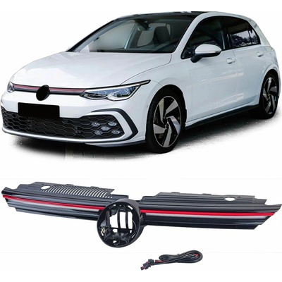 Maska Volkswagen Golf 8 - červená lišta (LED svícení)
