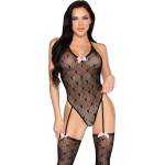 Leg Avenue Teddy with Attached Stockings 89360 Black