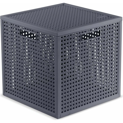 Curver Tmavosivý úložný box s vekom z recyklovaného plastu 28x28x28 cm