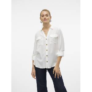 VERO MODA Дамска риза с дълги ръкави бяла Vero Moda | Byal | ЖЕНИ | M