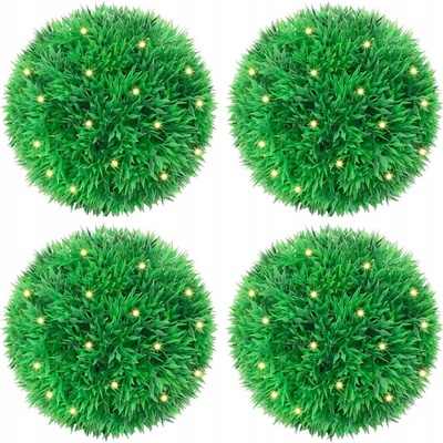 Umělé buxusové koule s LED diodami 4 ks Zelené 12 cm