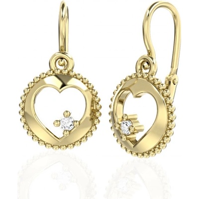 Couple, Srdíčkové dětské náušnice Orin, žluté zlato s brilianty, 585-66-3-0682.0Z00.0.00.FVS.000.14