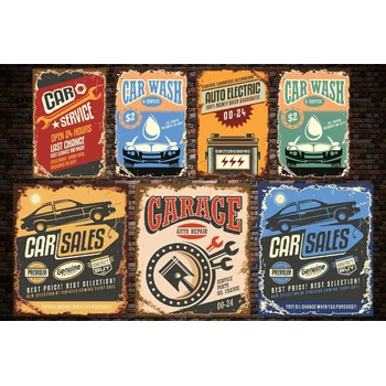 DIMEX ART s. r. o Флизелинов фототапет ретро плакати за автомобили 375 x 250 см