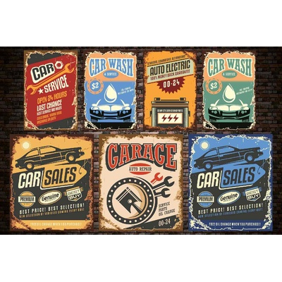 DIMEX ART Флизелинов фототапет ретро плакати за автомобили 375 x 250 см